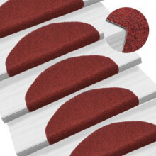 Alfombrilla de escaleras 15 uds tela punzonada 65x21x4 rojo Vida XL