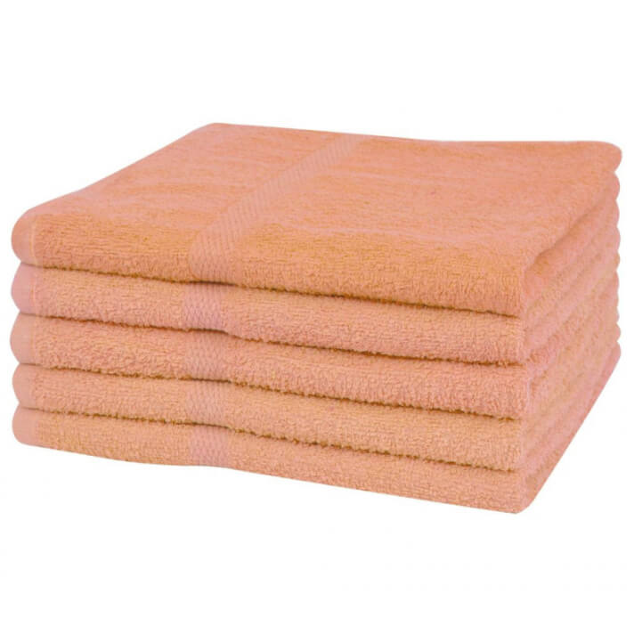 Toallas de ba&ntilde;o 5 unidades algod&oacute;n 360 g/m&sup2; 100x150cm melocot&oacute;n Vida XL
