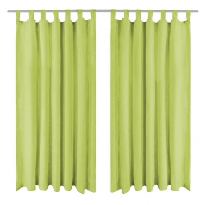 Cortinas de micro-raso con bucles 2 unidades 140x225 verde Vida XL