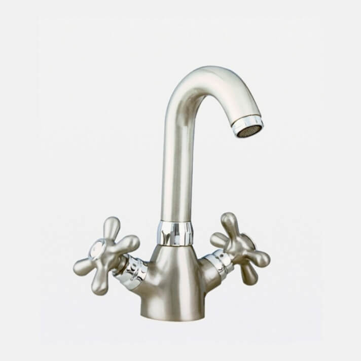 Grifo monoblock lavabo n&iacute;quel ca&ntilde;o alto Pinta
