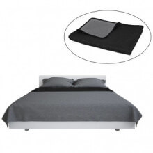 Cubrecama acolchado doble cara 170x210 gris y negro Vida XL