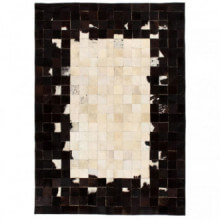 Alfombra de retazos de cuero 80x150 cuadrados negro/blanco Vida XL