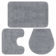 Conjunto de alfombrillas de baño de tela 3 piezas gris Vida XL