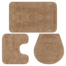 Conjunto de alfombrillas de baño de tela 3 piezas beige Vida XL