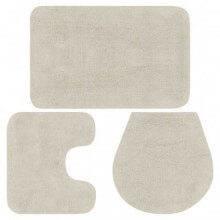 Conjunto de alfombrillas de baño de tela 3 piezas blanco Vida XL