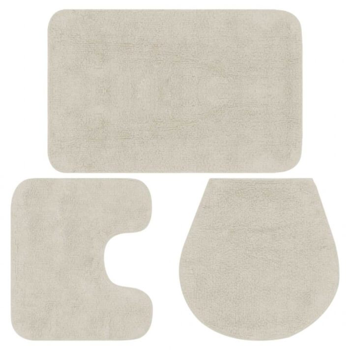 Conjunto de alfombrillas de ba&ntilde;o de tela 3 piezas blanco Vida XL