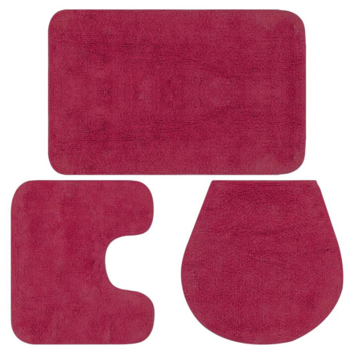 Conjunto de alfombrillas de ba&ntilde;o de tela 3 piezas fucsia Vida XL