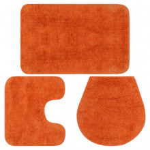 Conjunto de alfombrillas de baño de tela 3 piezas naranja Vida XL