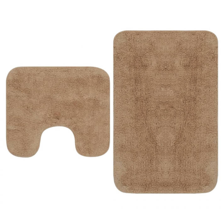Conjunto de alfombrillas de ba&ntilde;o de tela 2 piezas beige Vida XL
