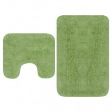 Conjunto de alfombrillas de baño de tela 2 piezas verde Vida XL