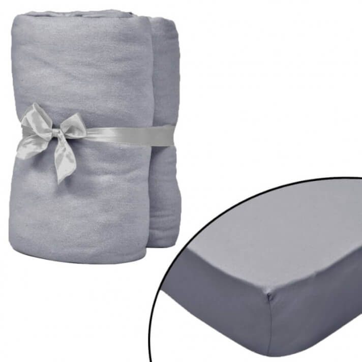 S&aacute;bana bajera ajustable de cuna 4 pzas algod&oacute;n 40x80 gris Vida XL