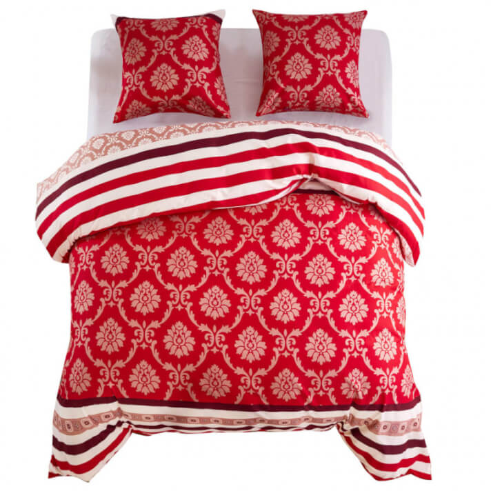 Funda n&oacute;rdica 3 piezas dise&ntilde;o a rayas 200x200/60x70cm rojo Vida XL