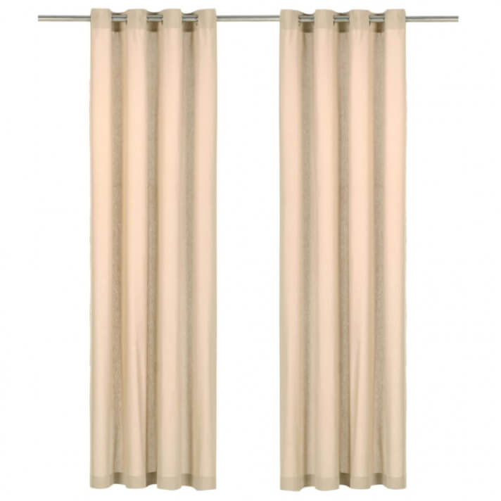 Cortinas con anillas demetal 2 uds algodón beige 140x245cm Vida XL
