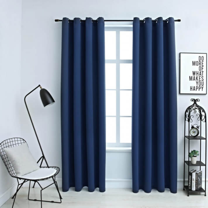 Cortinas opacas con anillas demetal 2 uds azul 140x245cm Vida XL