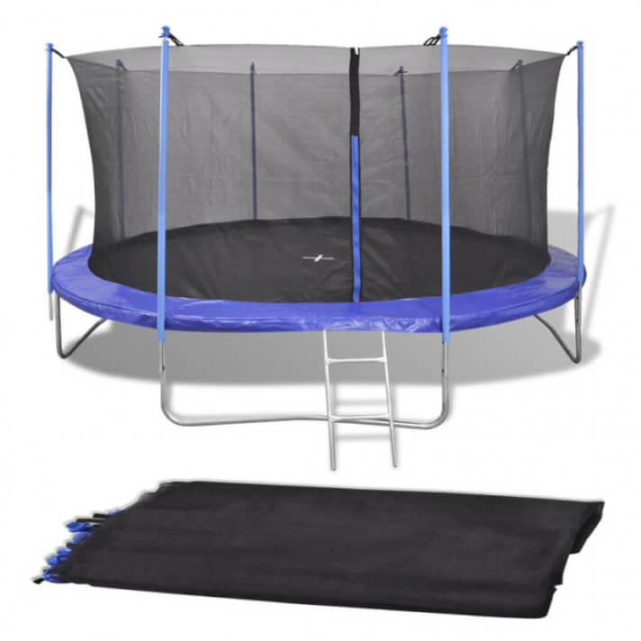 Red de seguridad para cama el&aacute;stica redonda 3,96m negra PE Vida XL