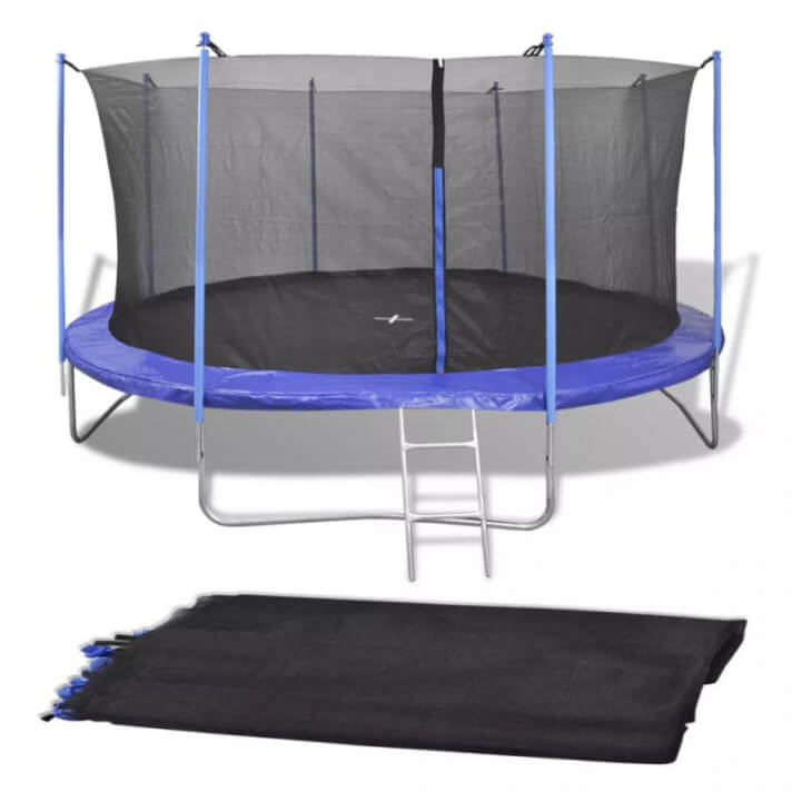 Red de seguridad para cama elástica redonda 4,57m negra PE Vida XL