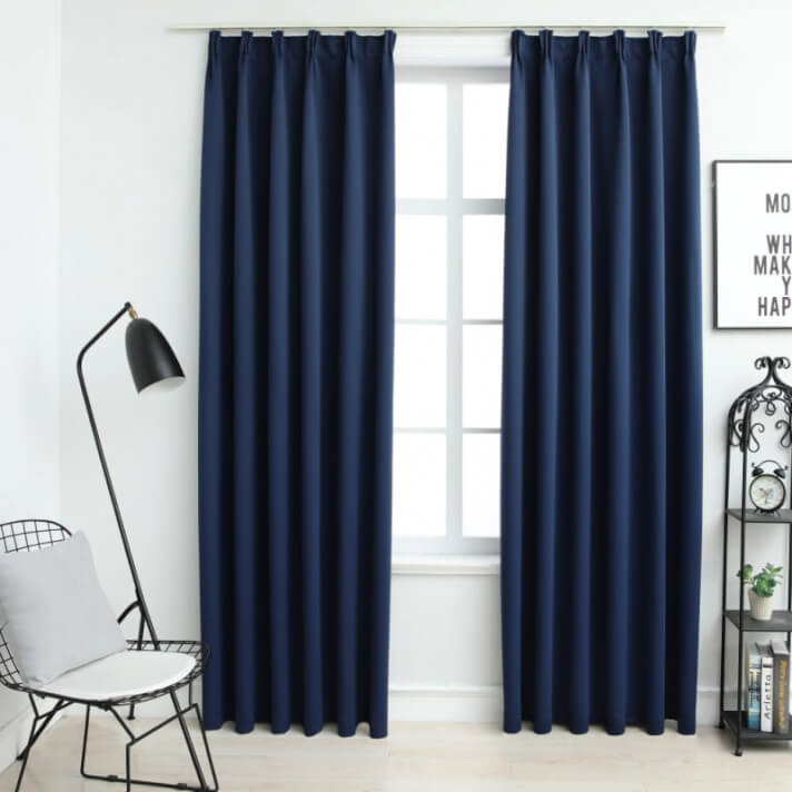 Cortinas opacas con ganchos 2 unidades azul 140x245cm Vida XL