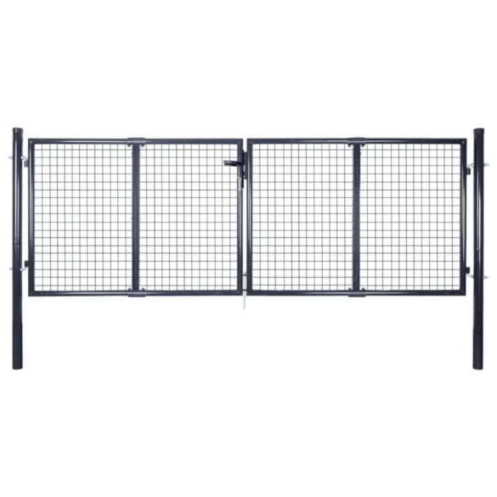 Puerta demalla de jard&iacute;n acero galvanizado gris 289x75cm Vida XL