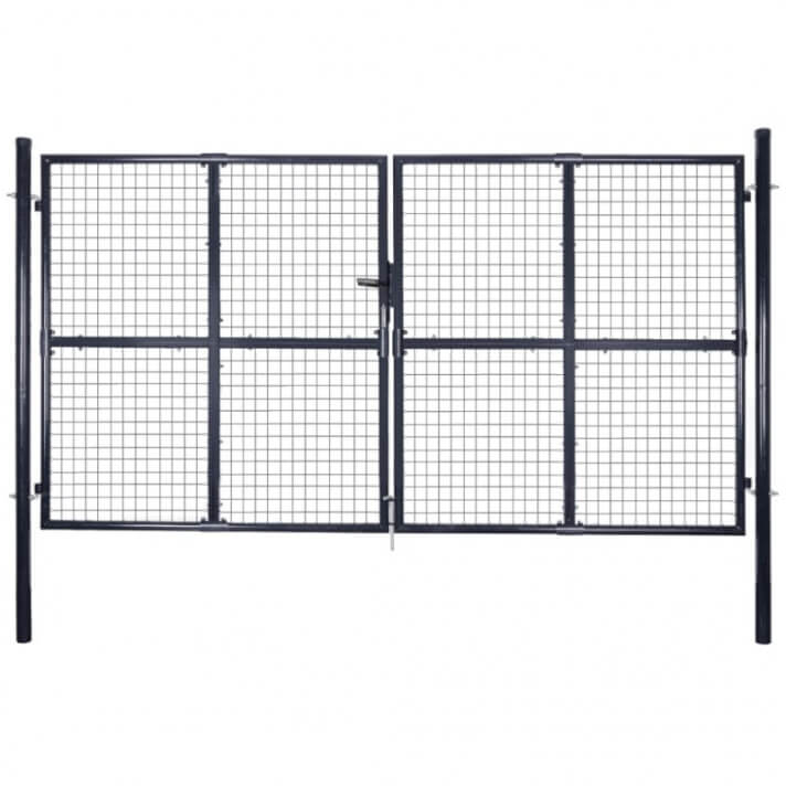 Puerta demalla de jard&iacute;n acero galvanizado gris 289x200cm Vida XL