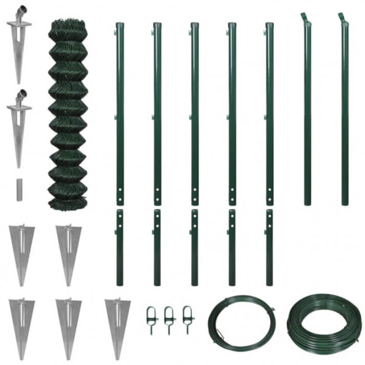 Set de cerca de alambre con anclas de punta verde 1,97x15m Vida XL