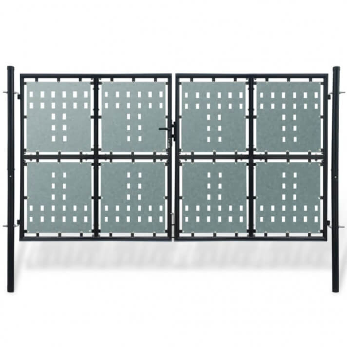 Verja negra con dos puertas de entrada, 300 x 225cm Vida XL