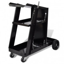 Carro de soldadura negro con 3 estantes organizador de taller Vida XL