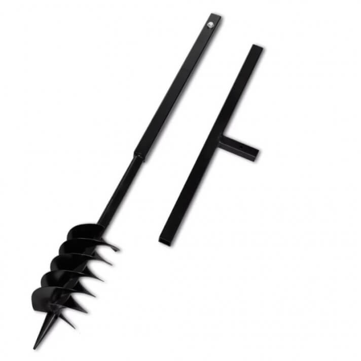 Taladro Negro De Tierra De Acero Conmango 120mm Espiral Doble Vida XL