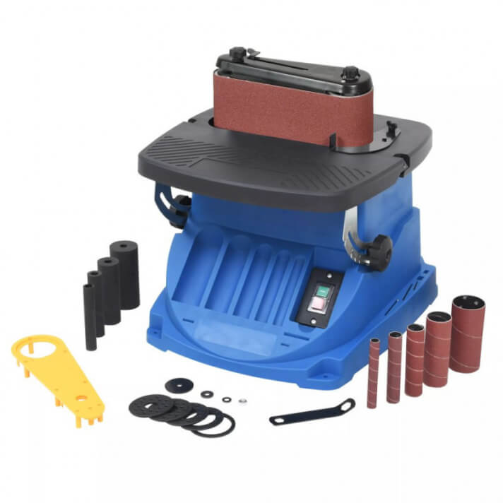 Lijadora de banda y huso oscilante 450 W azul Vida XL
