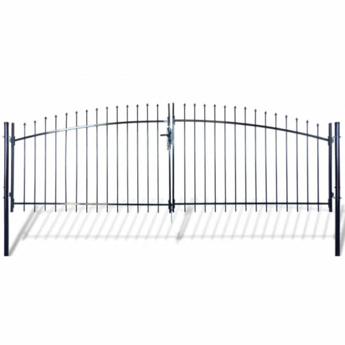 Puerta doble para valla con puntas de lanza 400x175cm Vida XL