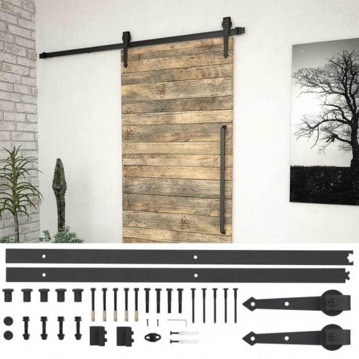 Kit de herrajes para puerta corredera 183cm acero negro Vida XL