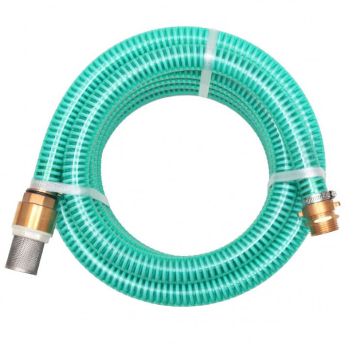 Manguera de succión con conectores de latón 7m 25mm verde Vida XL
