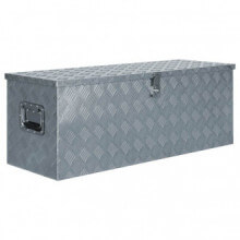 Caja de aluminio 110,5x38,5x40cm plateada Vida XL