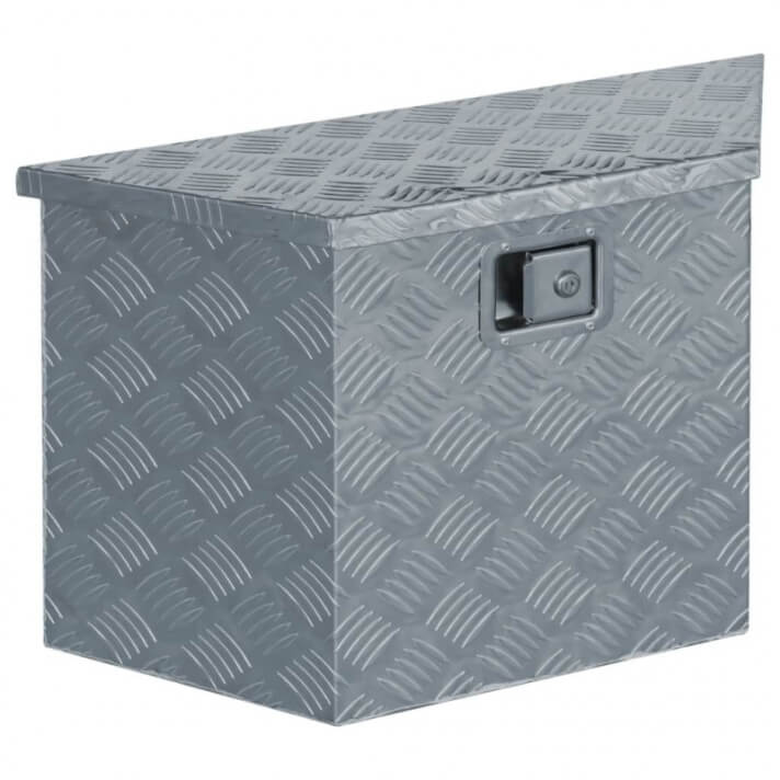 Caja de aluminio 70x24x42cm forma trapezoide plateada Vida XL