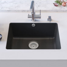Fregadero de cocina de granito con un seno negro Vida XL