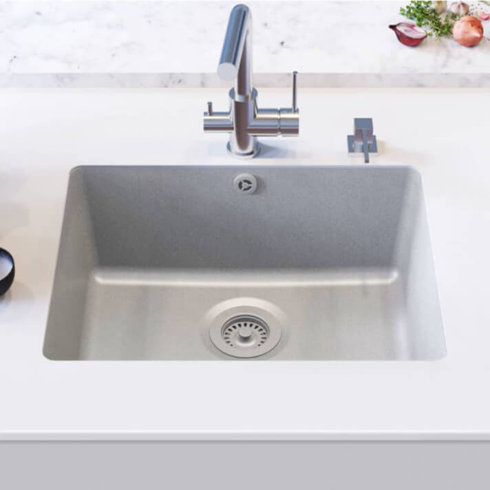 Fregadero de cocina de granito con un seno gris Vida XL