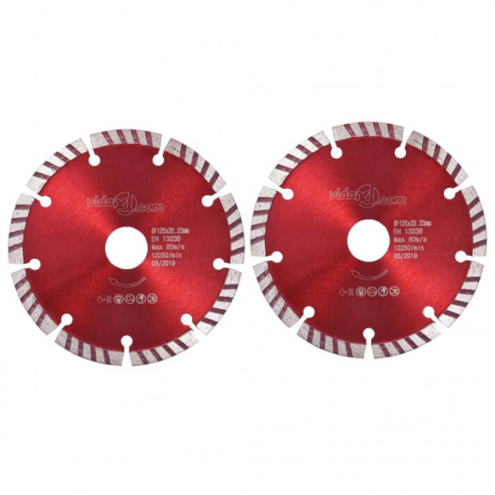 Discos de corte de diamante con turbo acero 2 unidades 125mm Vida XL