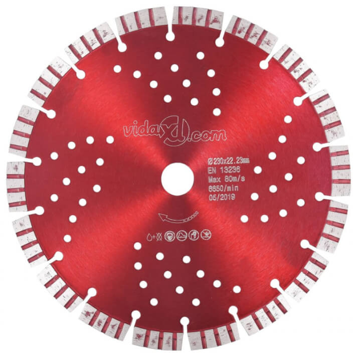 vidaXL Disco de corte de diamante con turbo y agujeros acero 230 mm