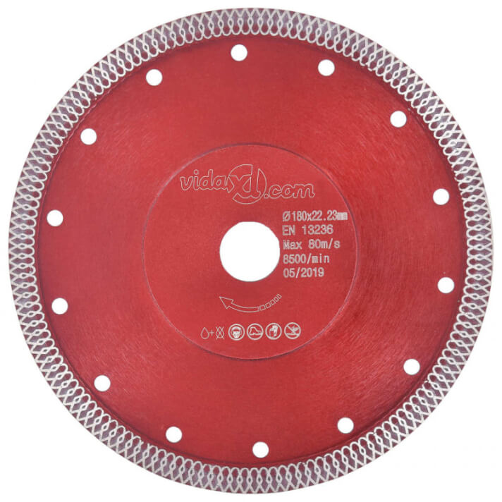 vidaXL Disco de corte de diamante con agujeros acero 180 mm