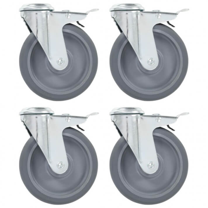 Ruedas giratorias agujero pasador y frenos dobles 4 uds 125mm Vida XL