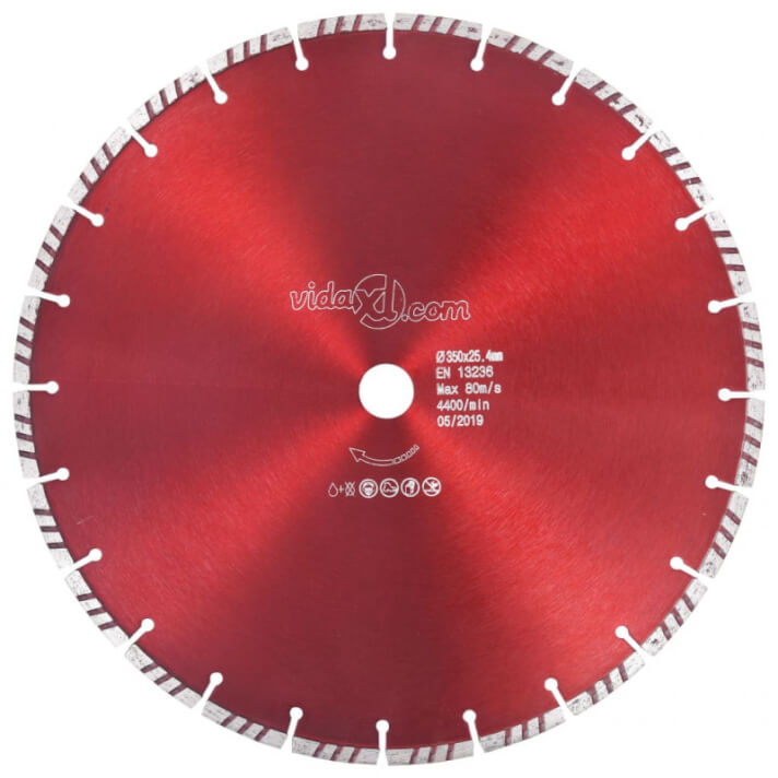 Disco de corte de diamante con turbo acero 350mm Vida XL