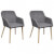 Sillas de comedor 2 uds tela gris claro ymaderamaciza roble Vida XL