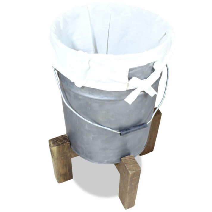 Cesto de ropa hierro galvanizado ymadera reciclada 30x30x58cm Vida XL