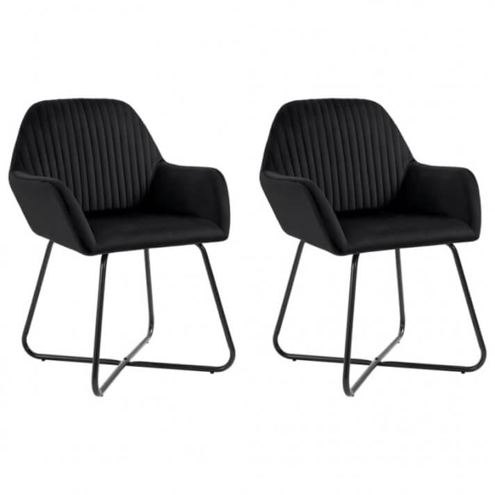 Sillas comedor 2 unidades de terciopelo negro Vida XL
