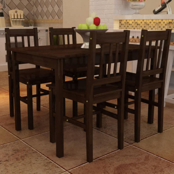Mesa de comedor y 4 sillasmaderamarr&oacute;n Vida XL
