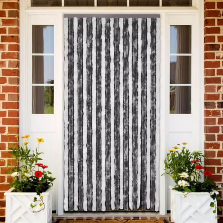 Cortinamosquitera gris y blanco chenilla 90x220cm Vida XL