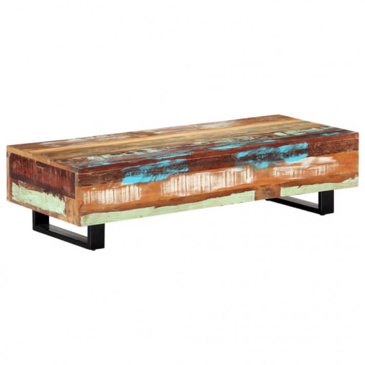 Mesa de centromaderamaciza reciclada y acero 120x50x30cm Vida XL