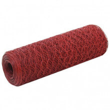 Alambrada de gallinero acero revestimiento PVC rojo 25x0,5m Vida XL
