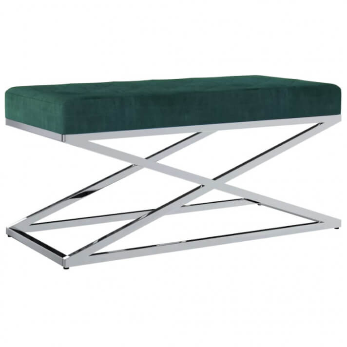 Banco de acero inoxidable y terciopelo verde 97cm Vida XL