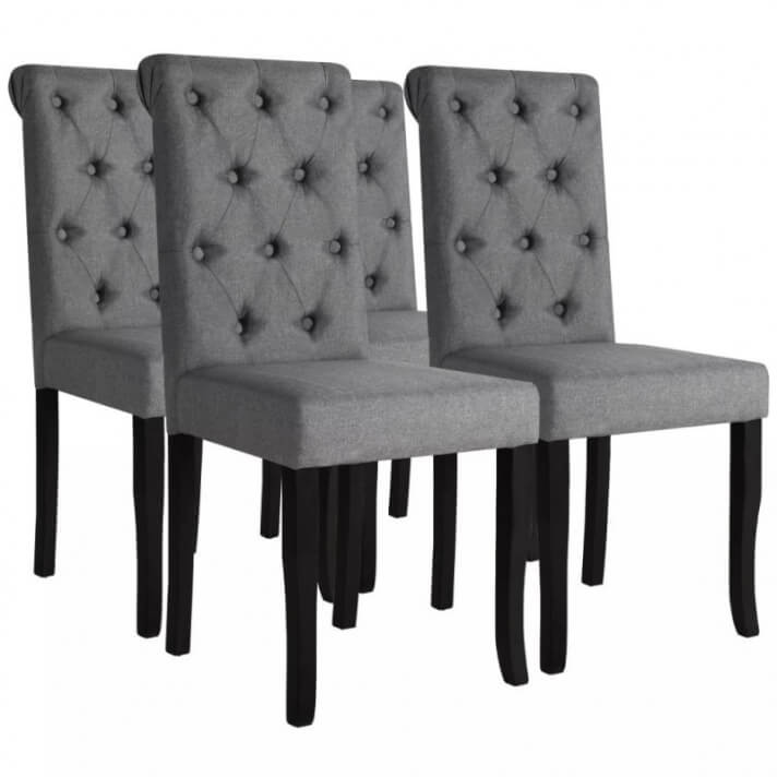 Sillas de comedor 4 unidades tela gris oscuro Vida XL