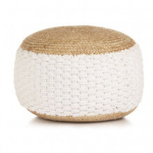 Puf tejido de yute y algodón 50x35cm blanco Vida XL